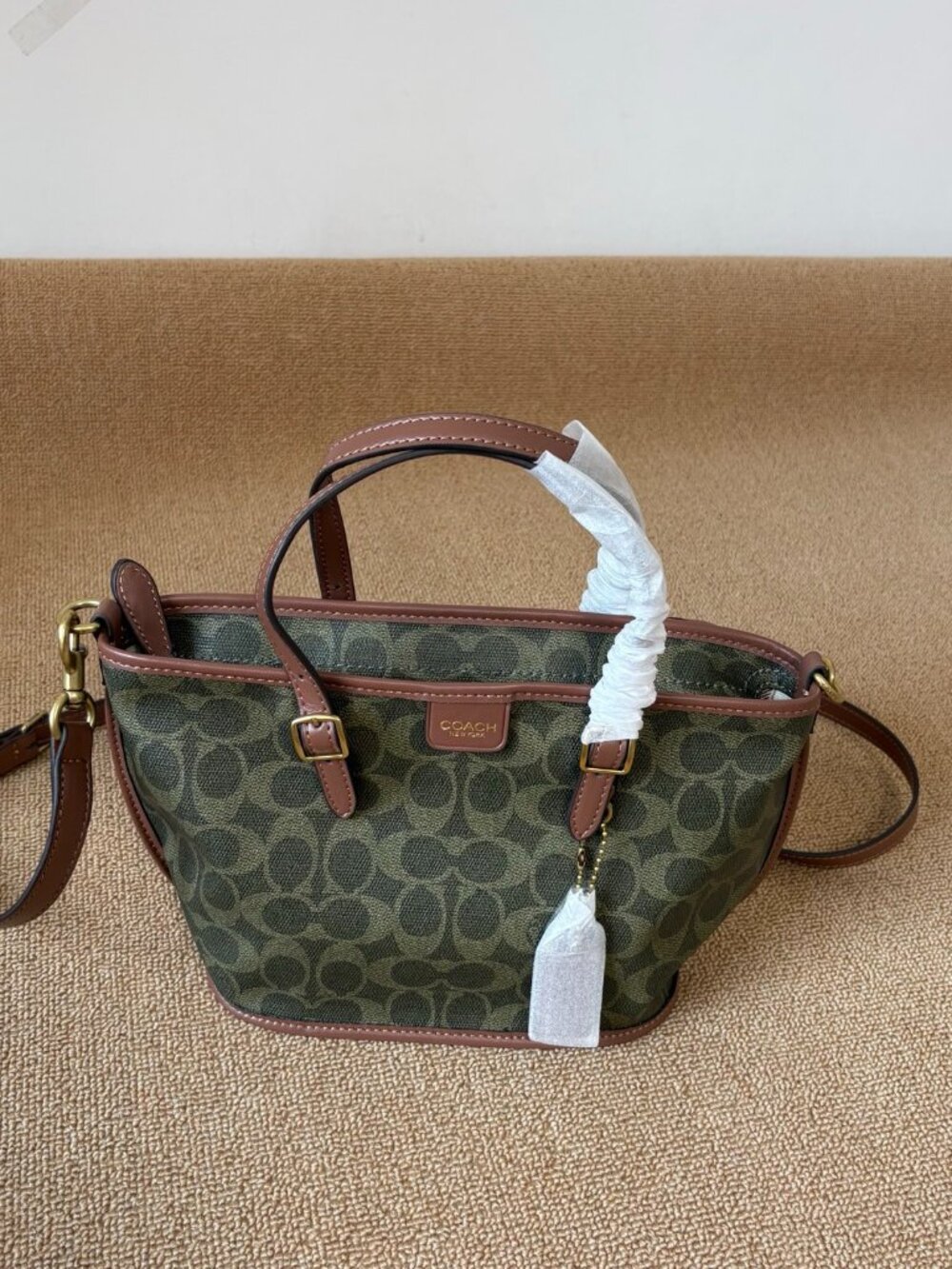 ✨Coach Olive Green Signature C Mini City Tote Convertible Crossbody Purse
